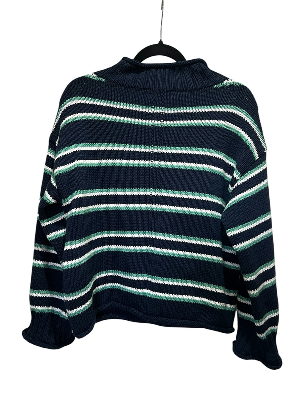 J.Crew 2025 Rollneck Sweater Striped Navy Aqua Multi XXS - Picture 7 of 12